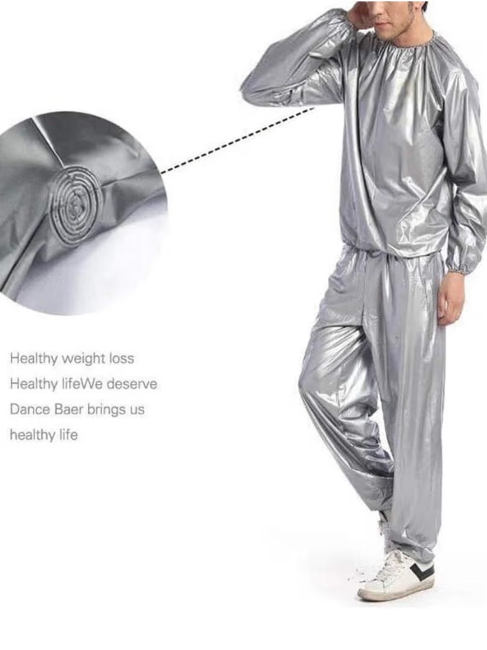 New Silver Sauna Sweat Suit - Reflective Two-Piece Set
